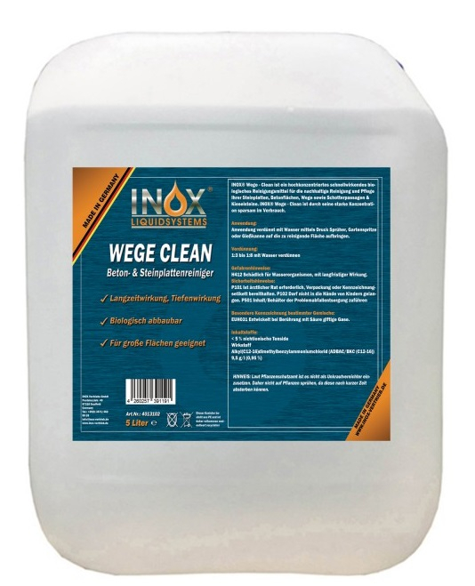 INOX-Hygiene, Wege-Clean-Reiniger, Steinreiniger, Grünbelag-Entfernung, 5 Liter-Kanister