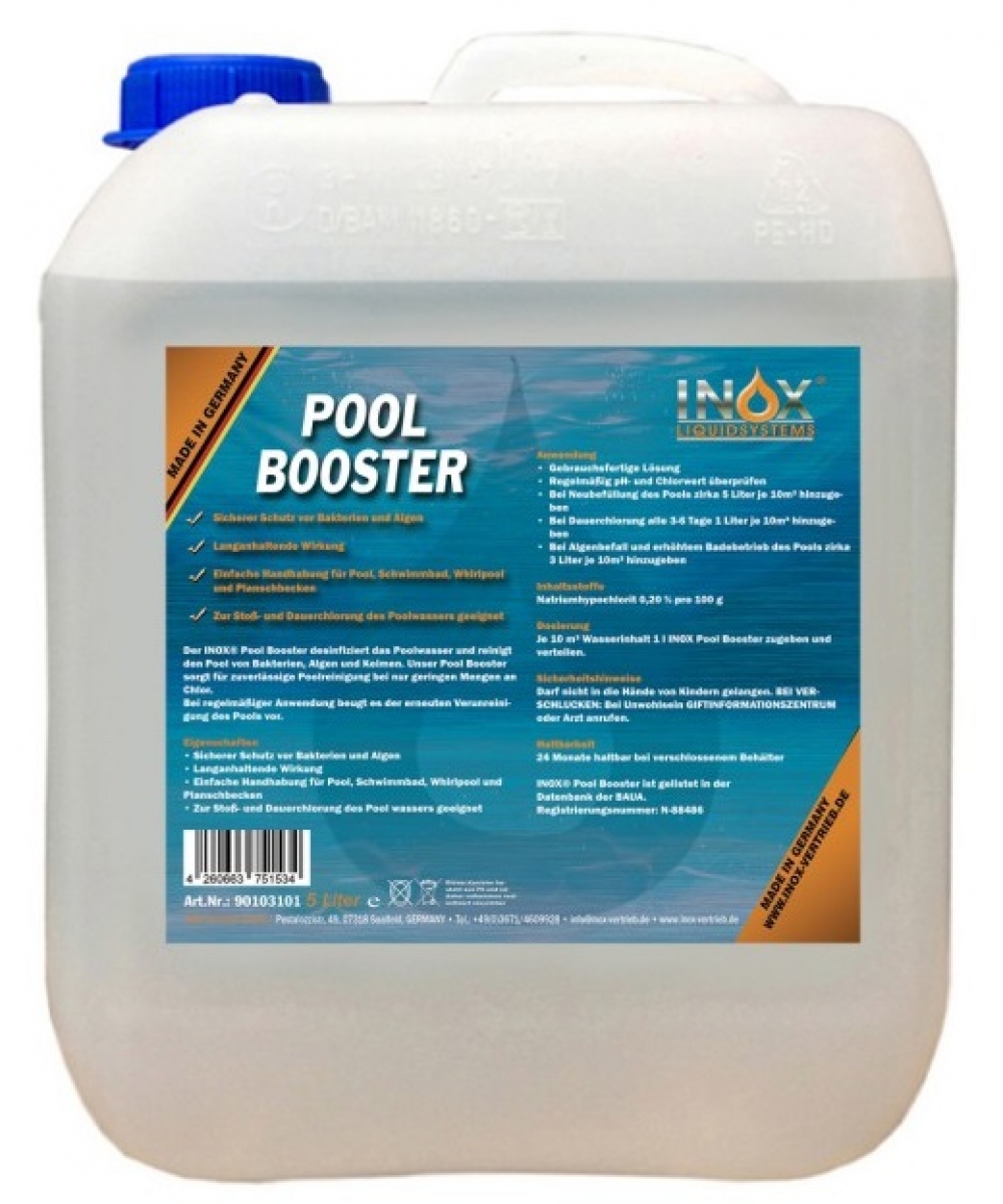INOX-Hygiene, Booster, Reiniger fr Pool, Schwimmbad, Whirlpool, PL-Hygiene,anschbecken, 5L-Kanister