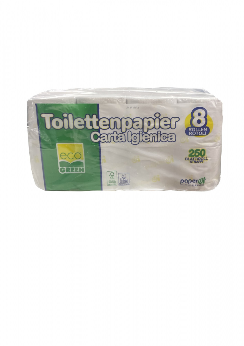 Toilettenpapier, 2-lagig, Recycling, ecogreen, Pkg. á 64 Rollen, 250 Blatt / Rolle