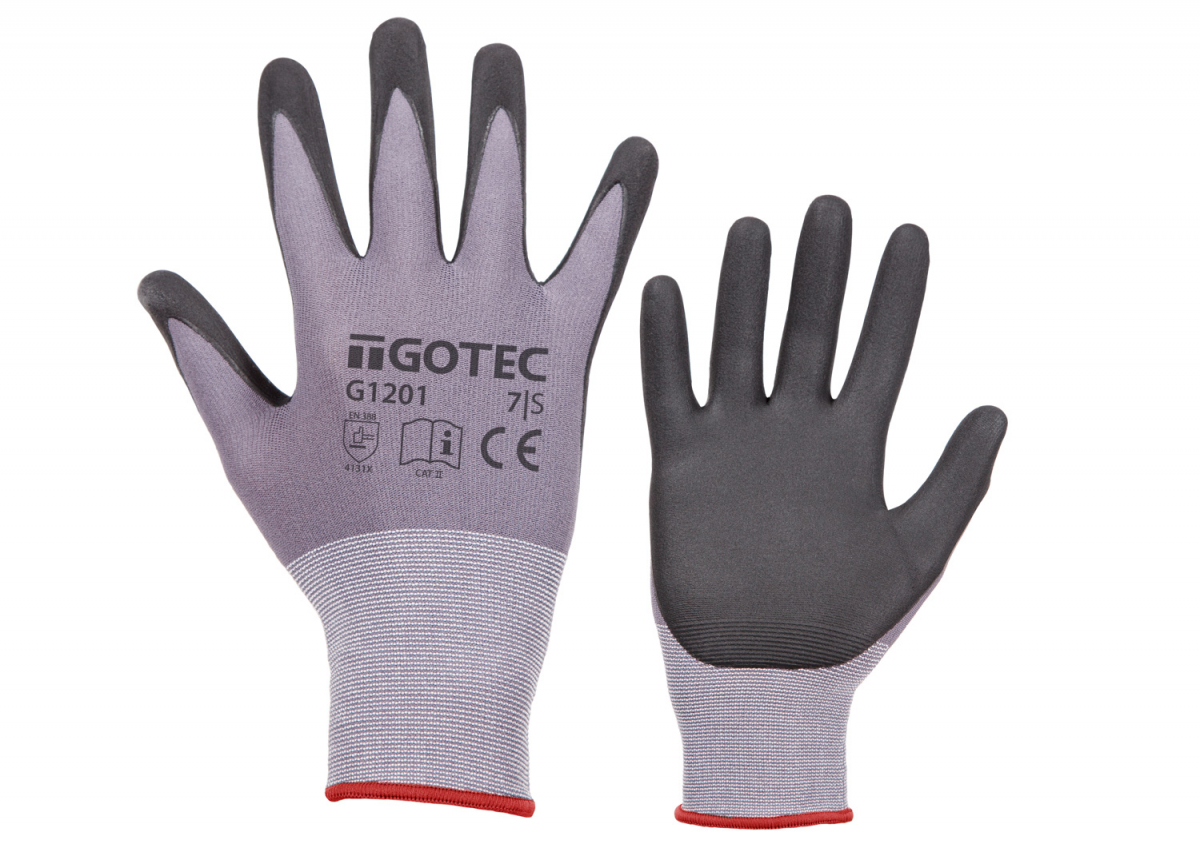 GOTEC-Montagehandschuh aus Nylon-Spandex, Nitril beschichtet, Farbe: grau
