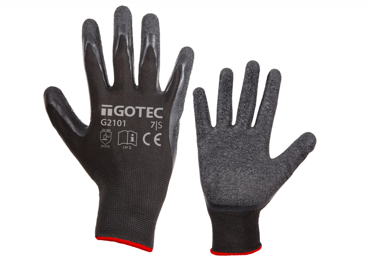 GOTEC-Montagehandschuh aus Nylon, Latex beschichtet, schrumpfgeraut, schwarz