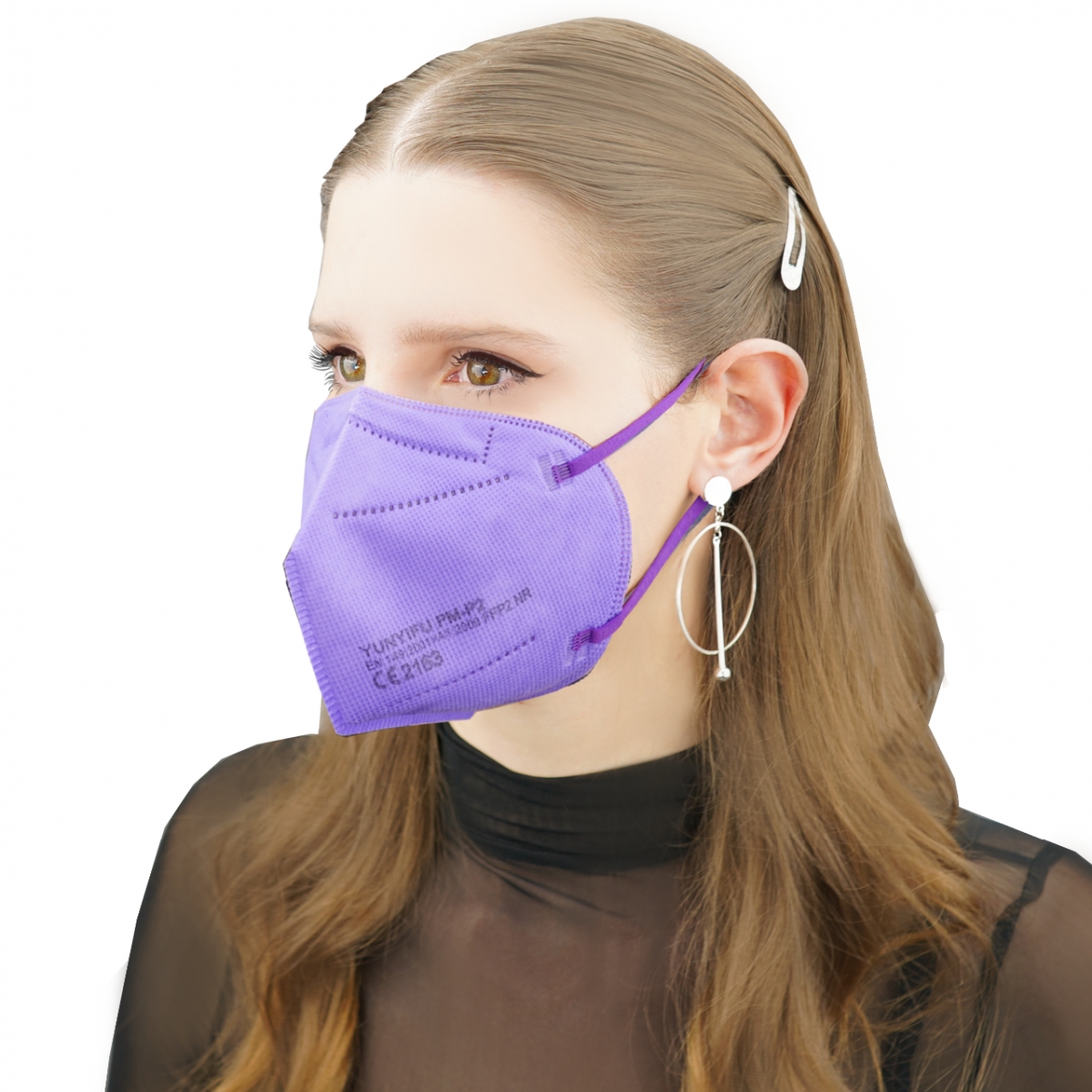 PSA-FFP2-Maske, Einwegmaske, Atemschutz, Mundschutz, lila, VE = 10 Stck