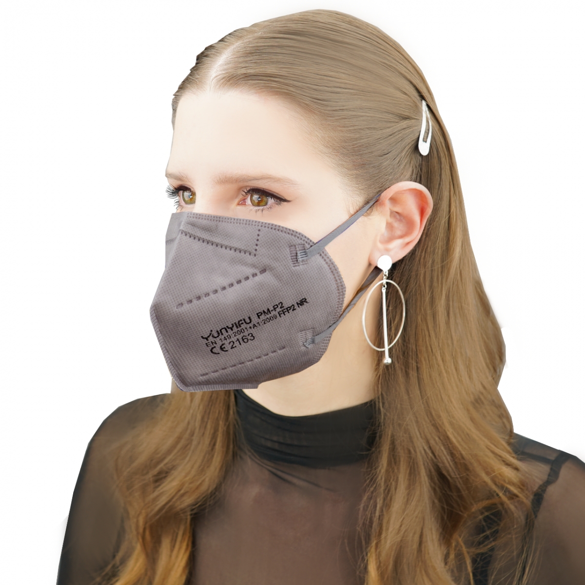 PSA-FFP2-Maske, Einwegmaske, Atemschutz, Mundschutz, grau, VE = 10 Stck