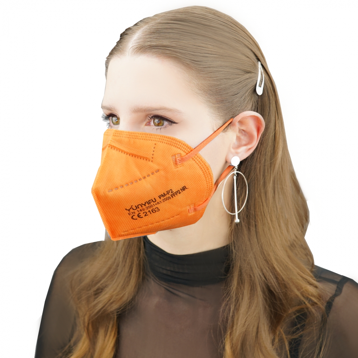 PSA-FFP2-Maske, Einwegmaske, Atemschutz, Mundschutz, orange, VE = 10 Stck