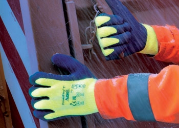 ANSELL-STRICK-HANDSCHUHE, POWER FLEX, 80-400, gelb/blau