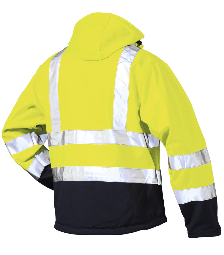 F-ELYSEE-Warnschutz-Softshell Jacke, *LIAM*, fluoreszierend gelb/marine