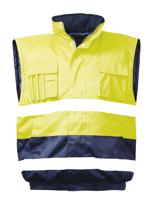 F-ELYSEE-Warnschutz-Pilotenjacke, *SIEGFRIED*, fluoreszierend gelb/marine abgesetzt